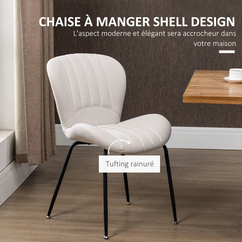 HOMCOM Lot de 2 chaises de salle à manger en tissu et piètement métal - grand confort - assise enveloppante - gris