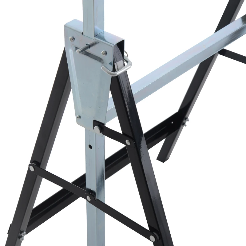 HOMCOM Conjunto de 2 Cavaletes Telescópicos Dobráveis com Altura Ajustável Cavaletes de Serra de Aço para Mesa de Trabalho Carga 200kg 68x58x80-130cm Preto