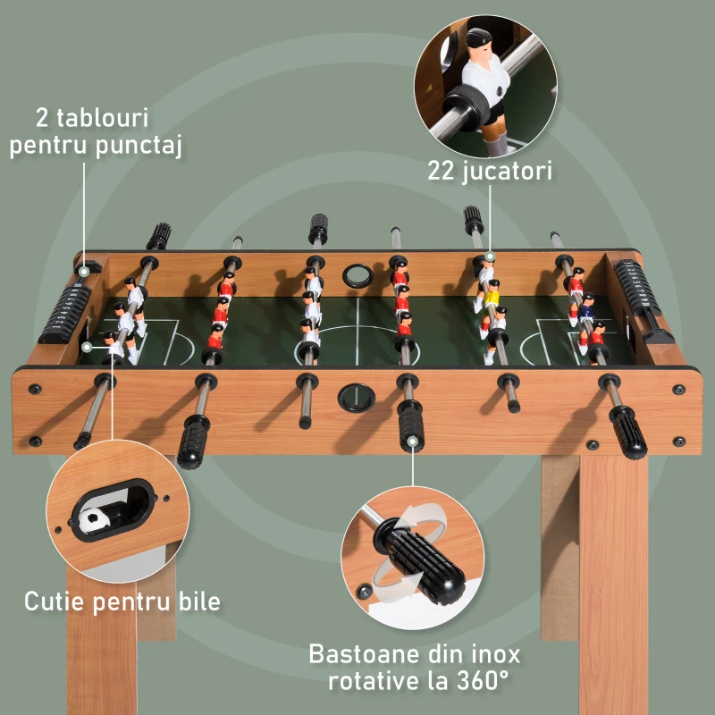 HOMCOM Masa de Foosball Profesionala in Lemn MDF, 87x 4 x78cm