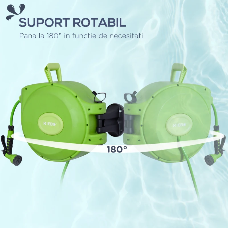 DURHAND Tambur Portabil montat pe Perete cu Derulare Automata cu Duza 20 Metri