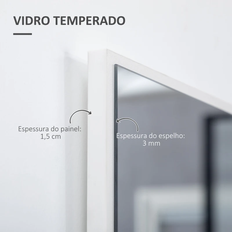 kleankin Espelho de Casa de Banho Retangular 104x60cm Espelho de Parede Decorativo e Moderno com Estrutura de Madeira Branco