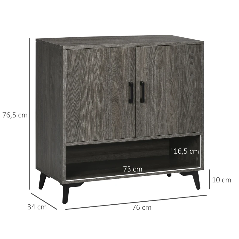 HOMCOM Aparador de Sala de Estar Móvel Sapateiro Estreito com 2 Portas e Prateleira de Armazenamento 76x34x76,5cm Cinza Escuro