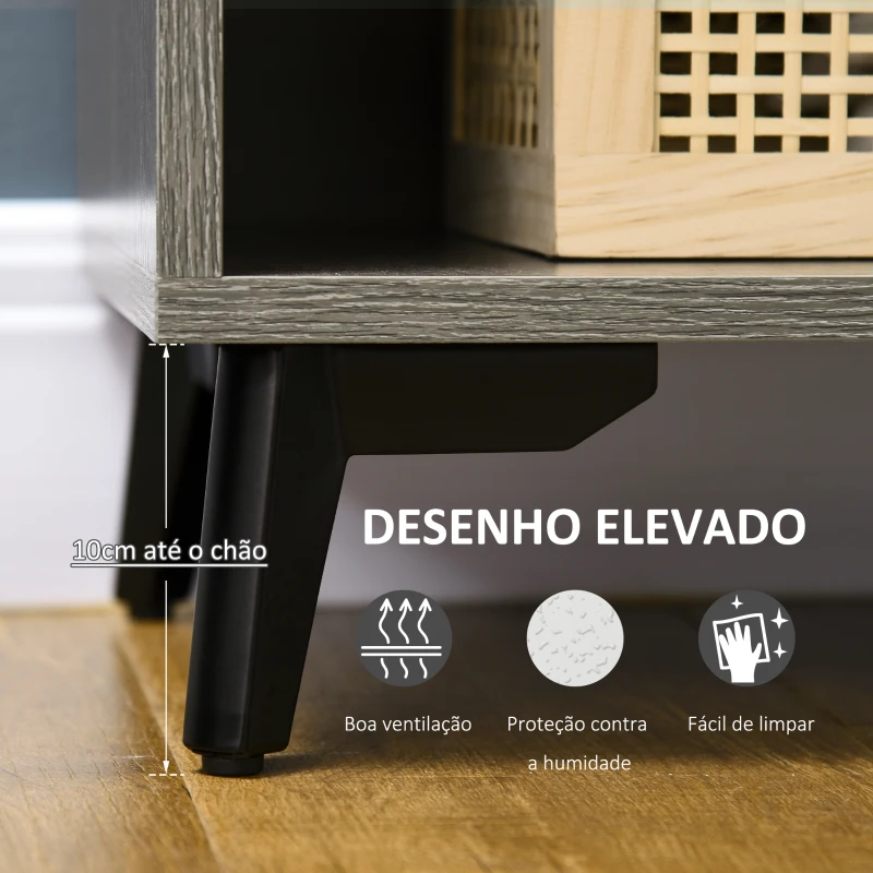 HOMCOM Aparador de Sala de Estar Móvel Sapateiro Estreito com 2 Portas e Prateleira de Armazenamento 76x34x76,5cm Cinza Escuro