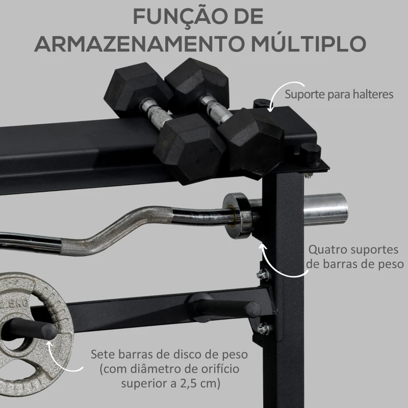HOMCOM Suporte para Halteres Suporte de Armazenamento de Pesos e Discos Fitness G Carga Máxima 150kg 100x55x102cm Preto