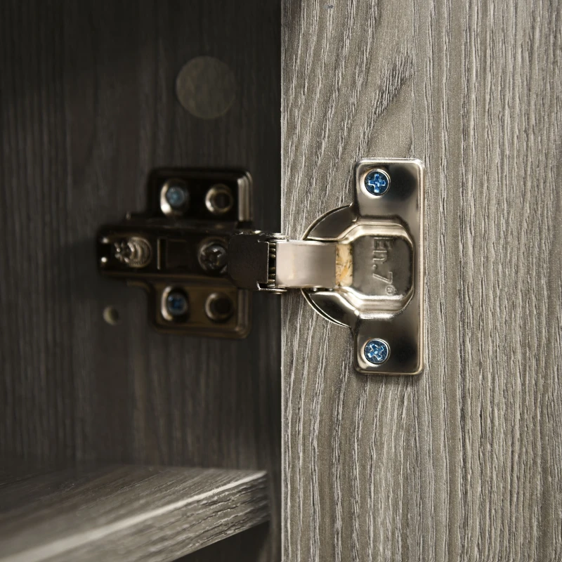 HOMCOM Aparador de Sala de Estar Móvel Sapateiro Estreito com 2 Portas e Prateleira de Armazenamento 76x34x76,5cm Cinza Escuro