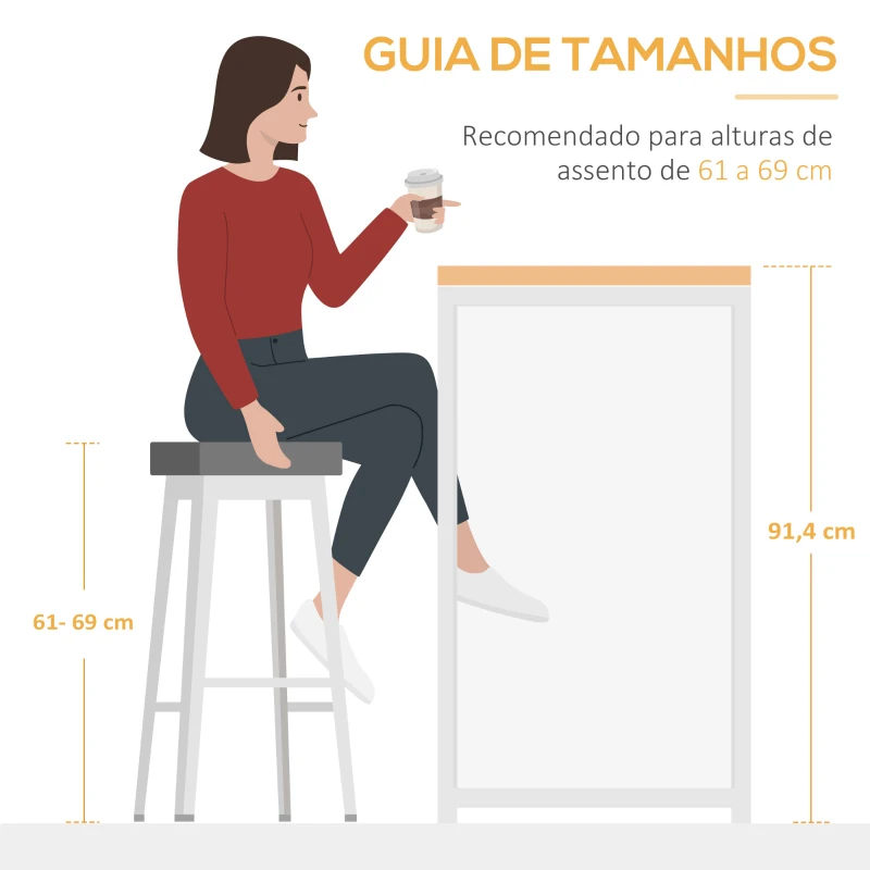 HOMCOM Mesa de Bar Extensível Mesa de Bistrô com 3 Prateleiras de Armazenamento e Estrutura de Metal 120x76x91,4cm Marrom