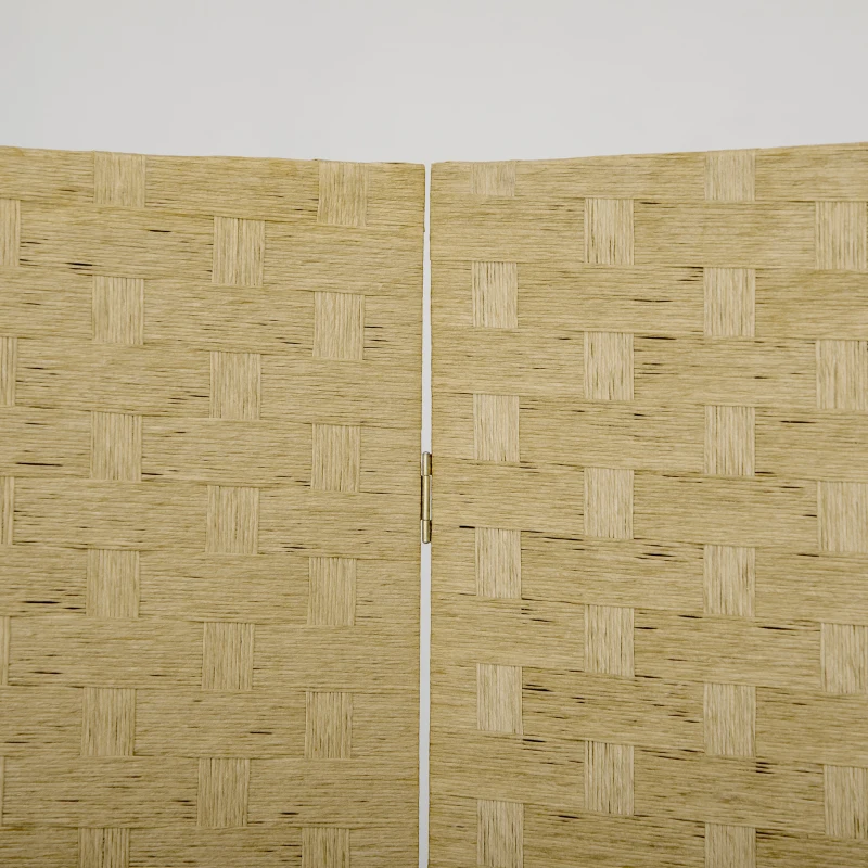 HOMCOM Biombo Separador de Ambientes de 4 Painéis 159,5x169,5cm Divisor de Ambientes Dobrável de Corda de Papel Marrom