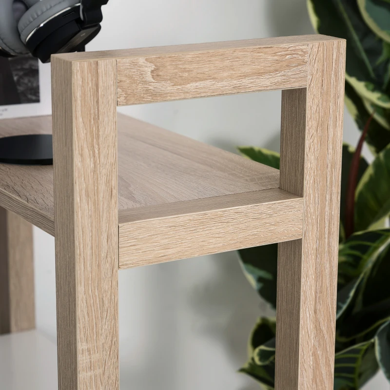 HOMCOM Particle Board 3-Tier Shelves Study Desk White/Oak