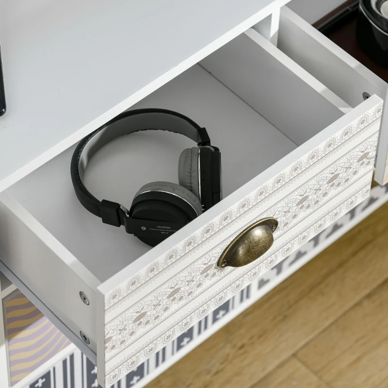 HOMCOM Chest of Drawers, 6 Drawer Dresser w/ Antique Metal Handles and Multi-Coloured Patterns, Storage Drawer Unit for Bedroom