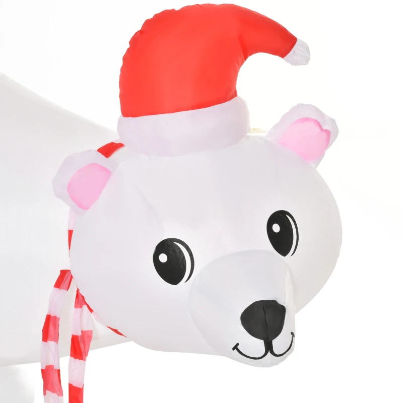 HOMCOM 5ft Outdoor Christmas Inflatable with LED Light, Lighted Blow up Polar Bear with Three Penguins, Giant Yard Party Decoration for Home Garden Lawn Party Prop