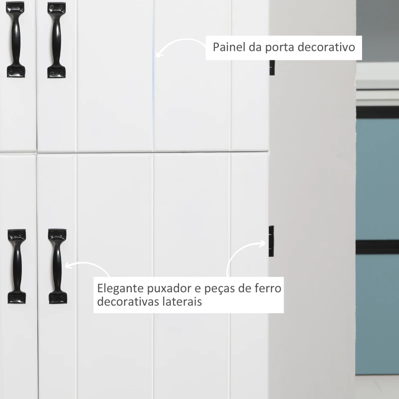HOMCOM Armário de Cozinha Móvel Auxiliar de Cozinha com 6 Prateleiras de Armazenamento Estilo Moderno 76x40x176,7cm Branco