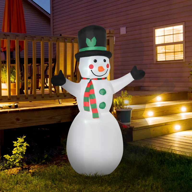 HOMCOM 6.5ft Inflatable Snowman LED Christmas Xmas Air Blown Holiday Decoration Outdoor Garden Decor