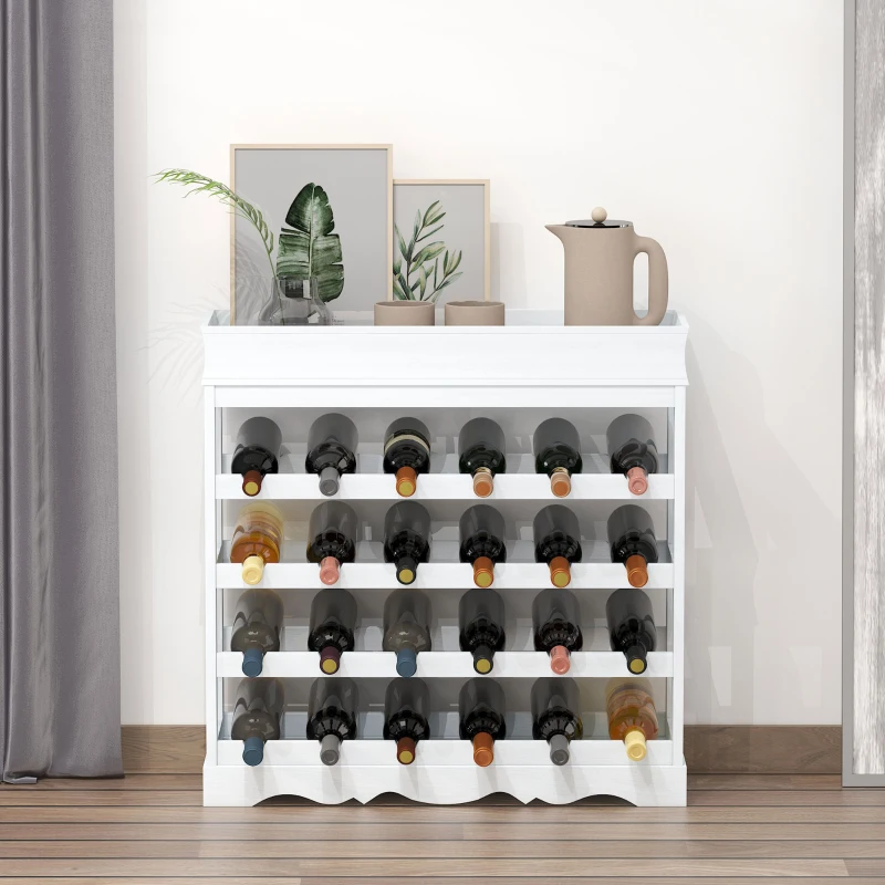 HOMCOM 70Wx22.5Dx70H cm 24 Bottles 4-tier Wine Rack-White