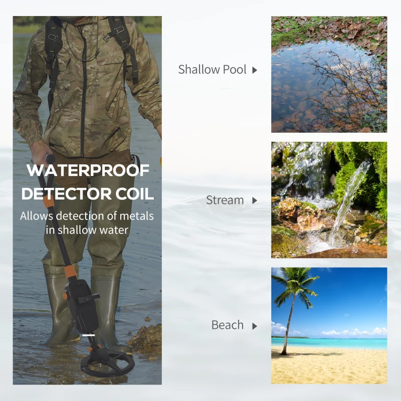 Outsunny Adjustable LCD Metal Detector, Water-resistant-Yellow/Black