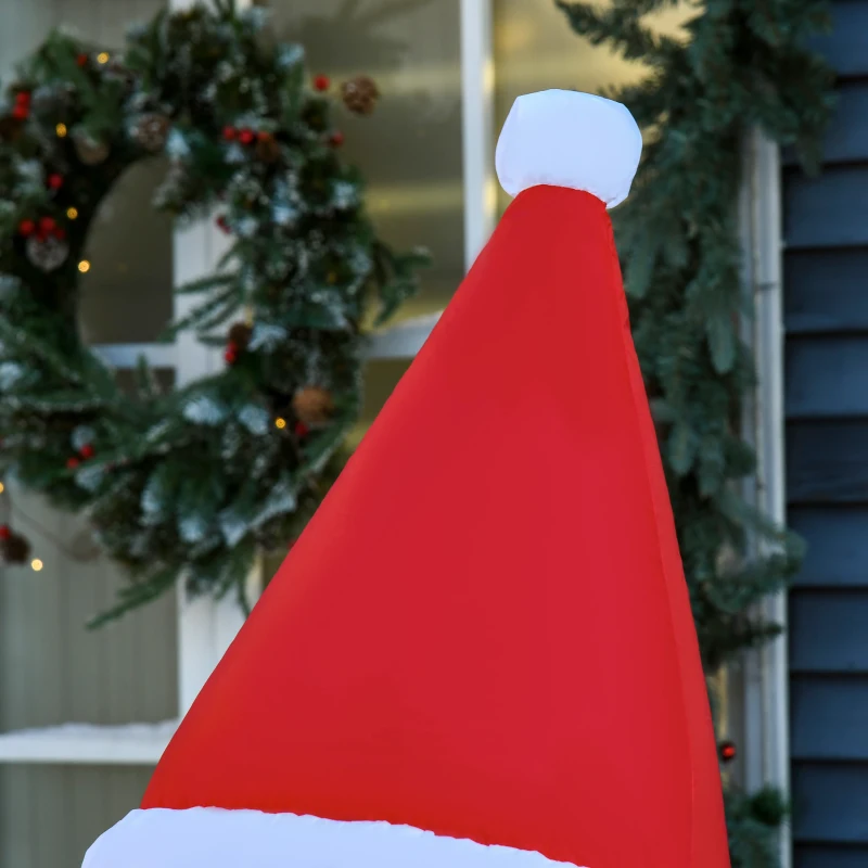 HOMCOM 6ft Inflatable Christmas Puppy Dog Wearing Santa Hat Lighted Outdoor Decoration Blow Up Decor for Holiday Indoor