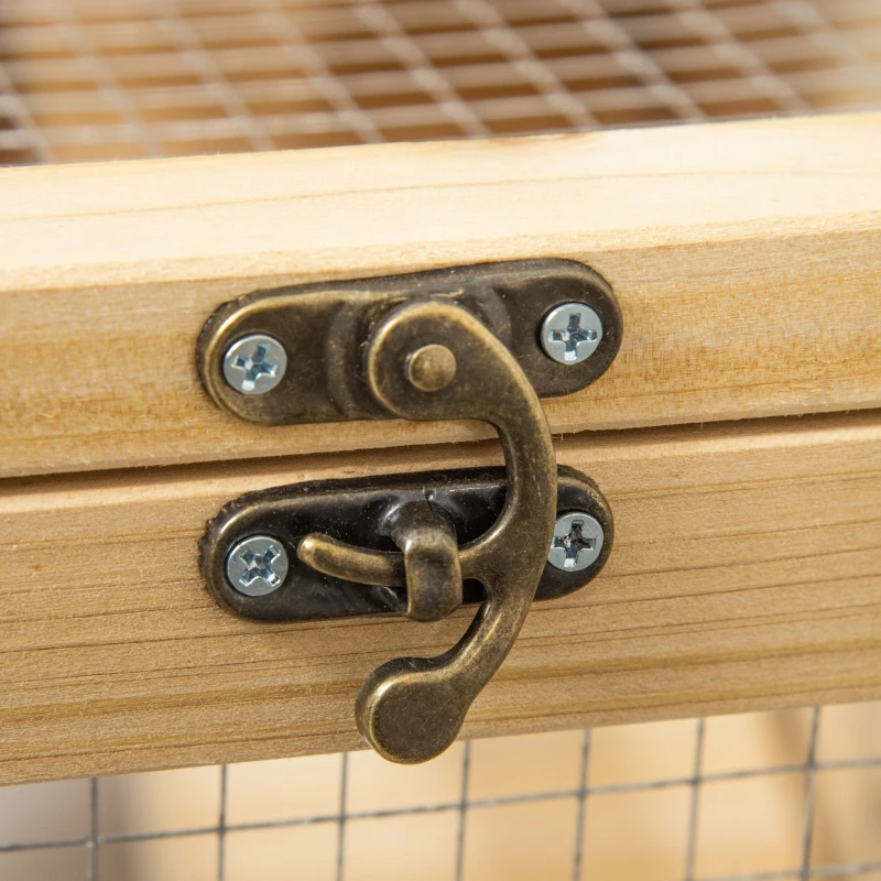 PawHut Wooden Hamster Cage, Mice Rodent Small Animals Kit Hutch, 2 Tiers Exercise Play House, with Sliding Tray, Ladder, Seesaw, Running Wheel, Openable Roofs, 78 x 41.5 x 60 cm, Natural