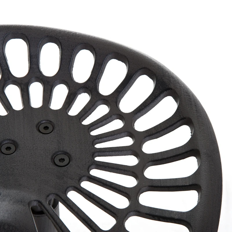 HOMCOM Cast Iron Adjustable Height Industrial Bar Stool with Footrest