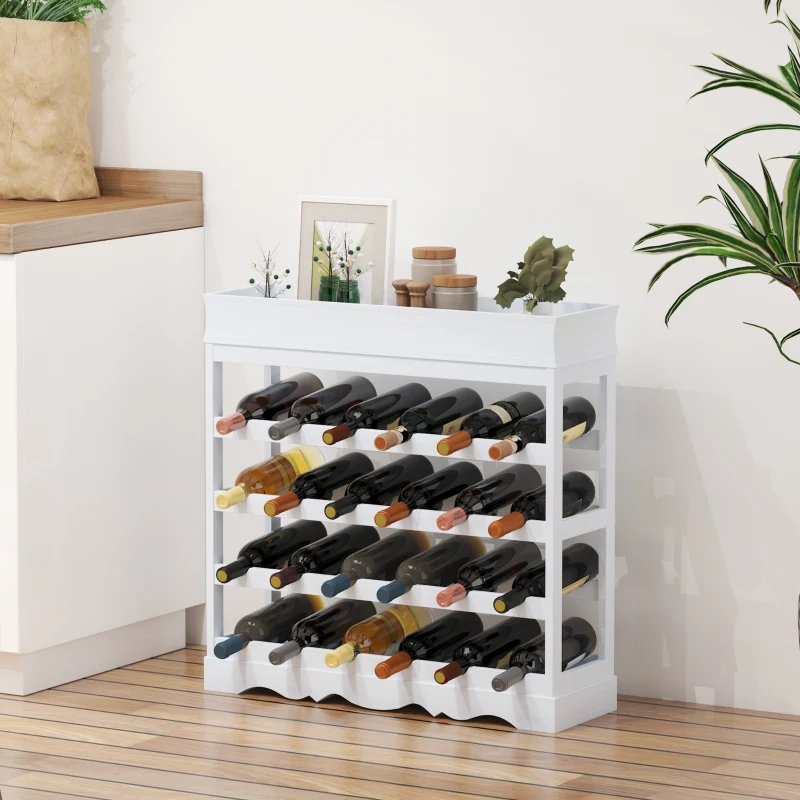 HOMCOM 70Wx22.5Dx70H cm 24 Bottles 4-tier Wine Rack-White