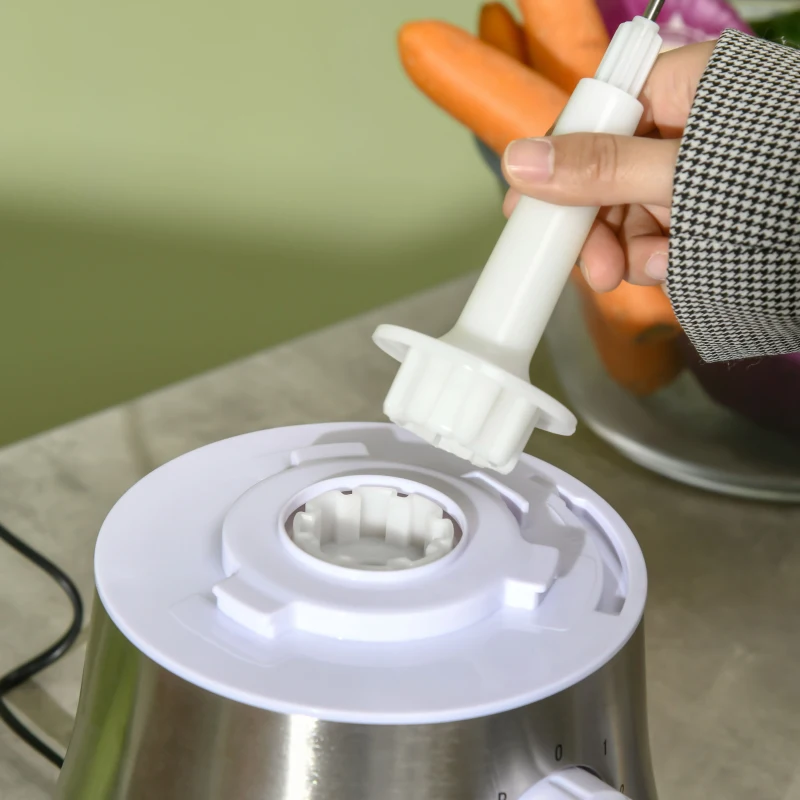 HOMCOM Electric Blender with 1L Bowl, 1.5L Blender, Knife Blades, Reversible Slicing and Grating Discs, Adjustable Speed and Pulse, 500W