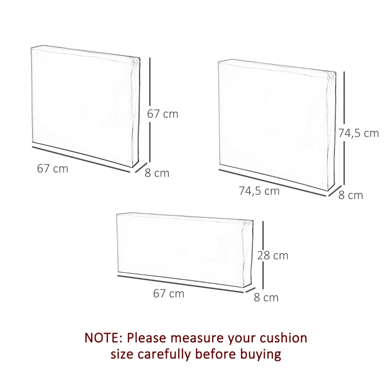 Outsunny Rattan Furniture Cushion Cover Replacement Set, 7 pcs-Cream