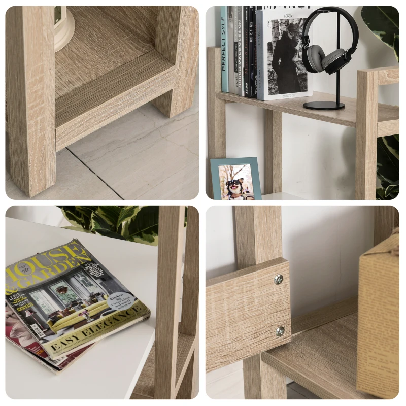 HOMCOM Particle Board 3-Tier Shelves Study Desk White/Oak