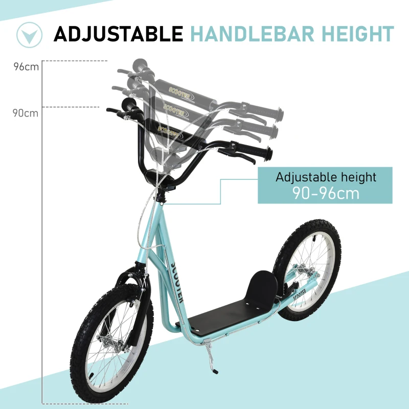 HOMCOM Teen Kids Stunt Scooter Children Kick Scooter Adjustable Handlebar 2 Brakes Ride On 16 Inch