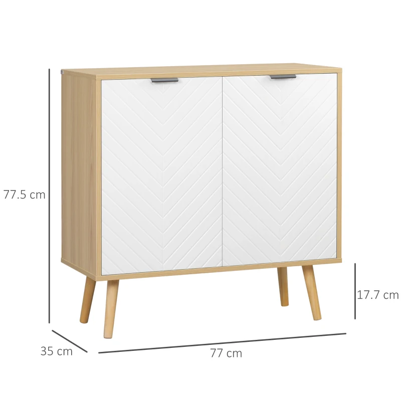 HOMCOM Mobile Multiuso Moderno in Truciolato e Legno di Pino con Ripiano Interno Regolabile su 3 Livelli, 77x35x77.5 cm