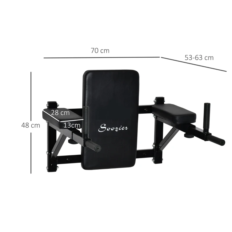 HOMCOM suport tractiuni, fixare perete, 70x48x53-63cm, negru