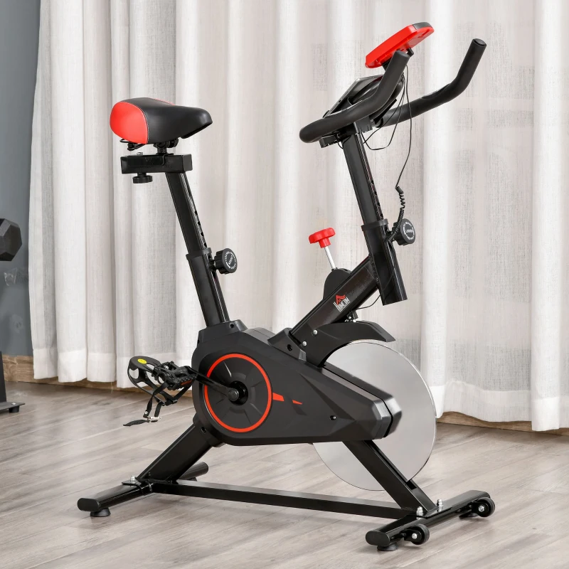 HOMCOM Bicicleta pentru Antrenament Aerobica cu Display LCD, Negru si Rosu