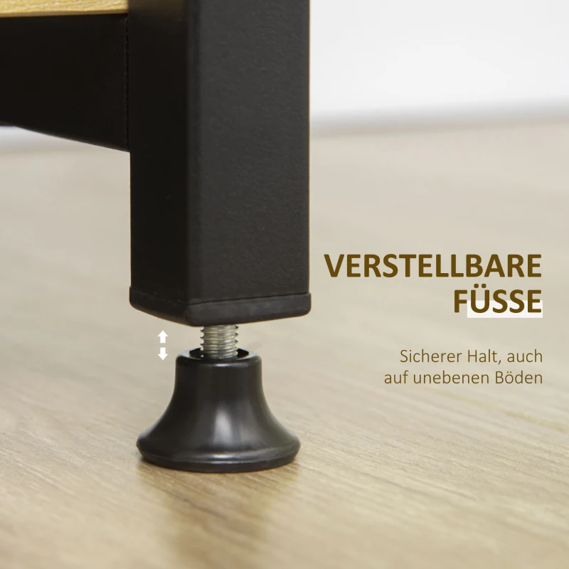 HOMCOM Garderobe im Industriedesign 1 Schublade, 1 Kleiderstange, 4 Regale 77 cm x 39 cm x 180 cm Schwarz + Natur