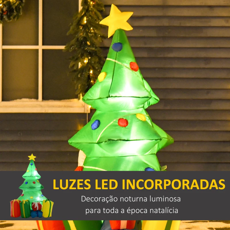 HOMCOM Árvore de Natal Insuflável 1,5 m com Decorações e Luzes LED Insuflável de Natal 65x75x150 cm Multicor