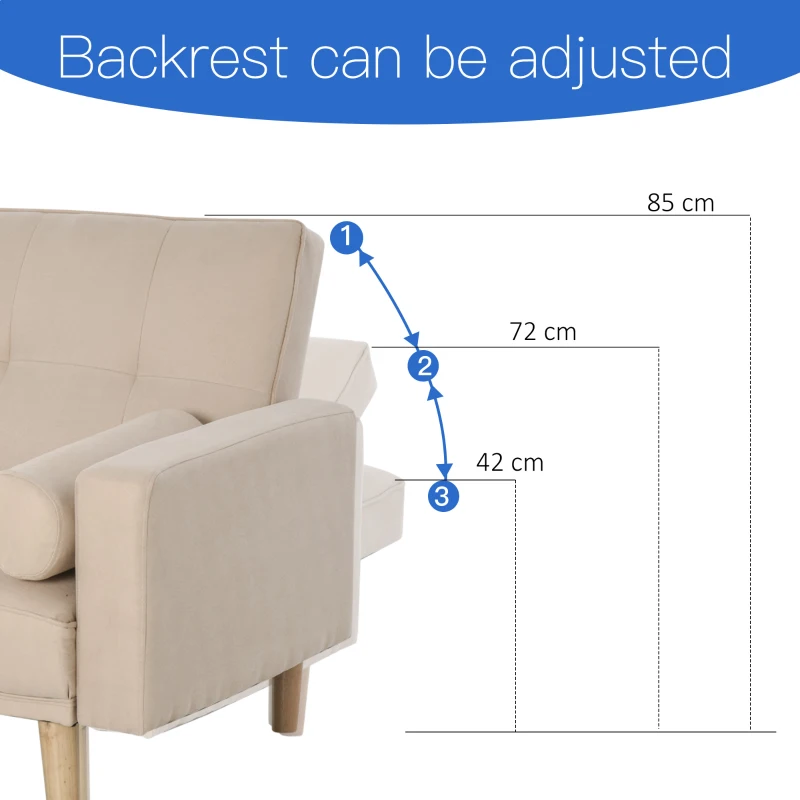 Homcom Canapea Extensibila 2‑in‑1, 3 Locuri Bej(m-5)