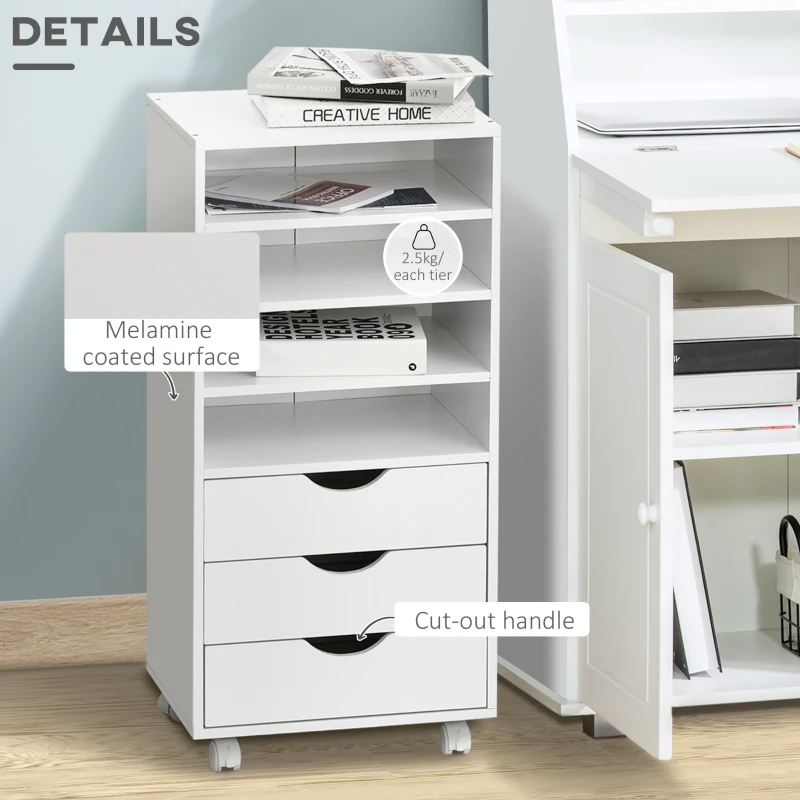 Vinsetto Dulap cu sertare pentru birou din Lemn alb 40 x 30 x 83cm