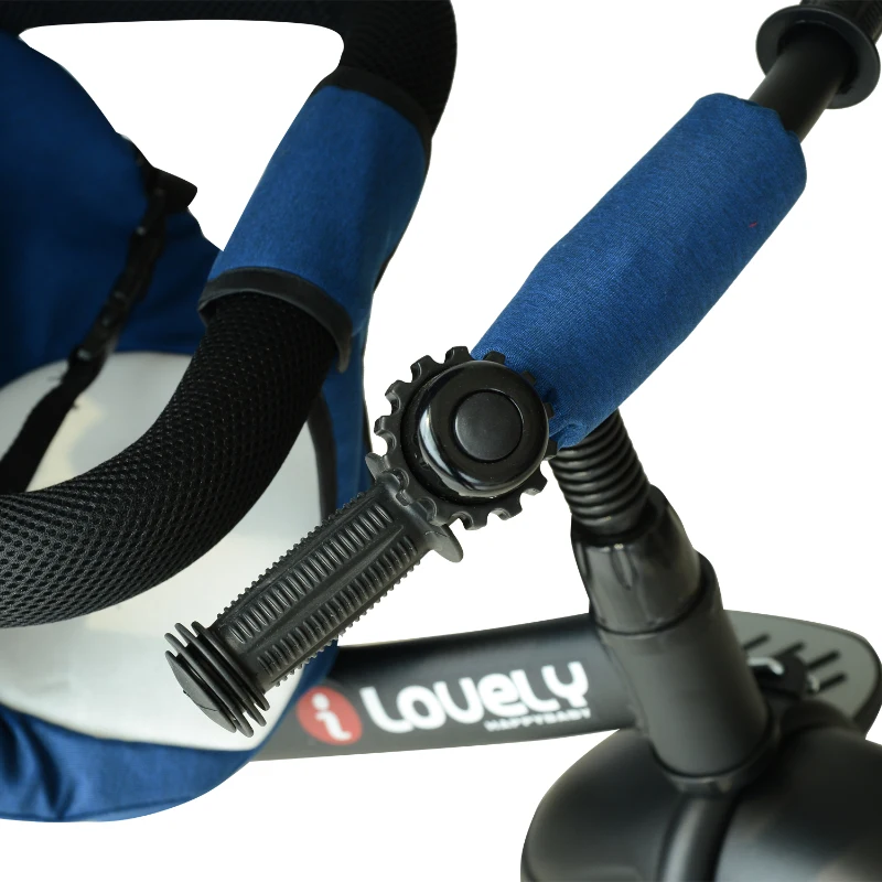 HOMCOM Triciclo 3 EM 1 para Crianças +18 Meses com Pedais Capota Removível e Dobrável Barra Telescópica 102x49x102cm Azul