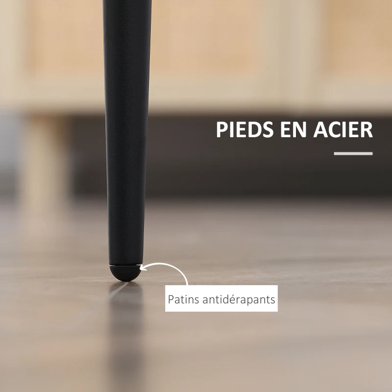 HOMCOM Lot de 2 chaises de salle à manger en tissu velours et pieds en acier noir - gris avec passepoil noir 50 x 56 x 84 cm