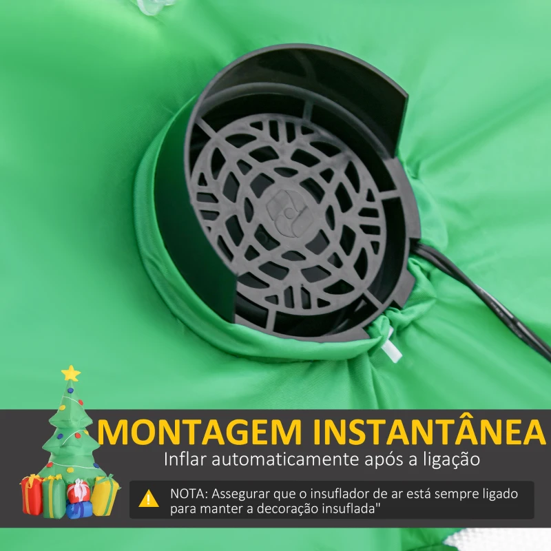 HOMCOM Árvore de Natal Insuflável 1,5 m com Decorações e Luzes LED Insuflável de Natal 65x75x150 cm Multicor