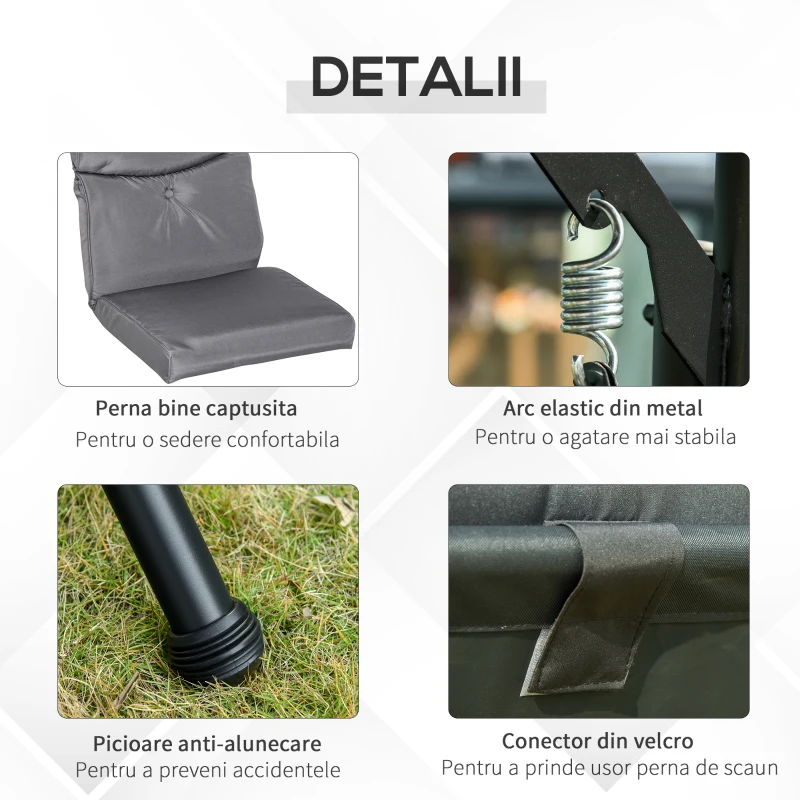Outsunny Balansoar cu 3 scaune de gradina sau balcon cu acoperis si 2 mese de cafea