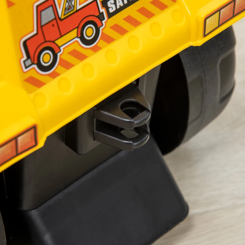 HOMCOM Trattore per Bambini 3-4 Anni con Rullo Compressore e Spazio Portaoggetti, 88x33x37 cm, Giallo e Nero