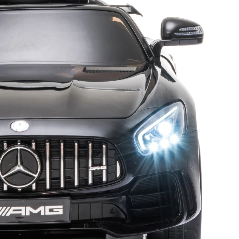 HOMCOM Macchinina per Bambini Elettrica 12V con Licenza Mercedes-AMG GTR, Velocità 3-5km/h, Telecomando, Luci e Suoni, Nera