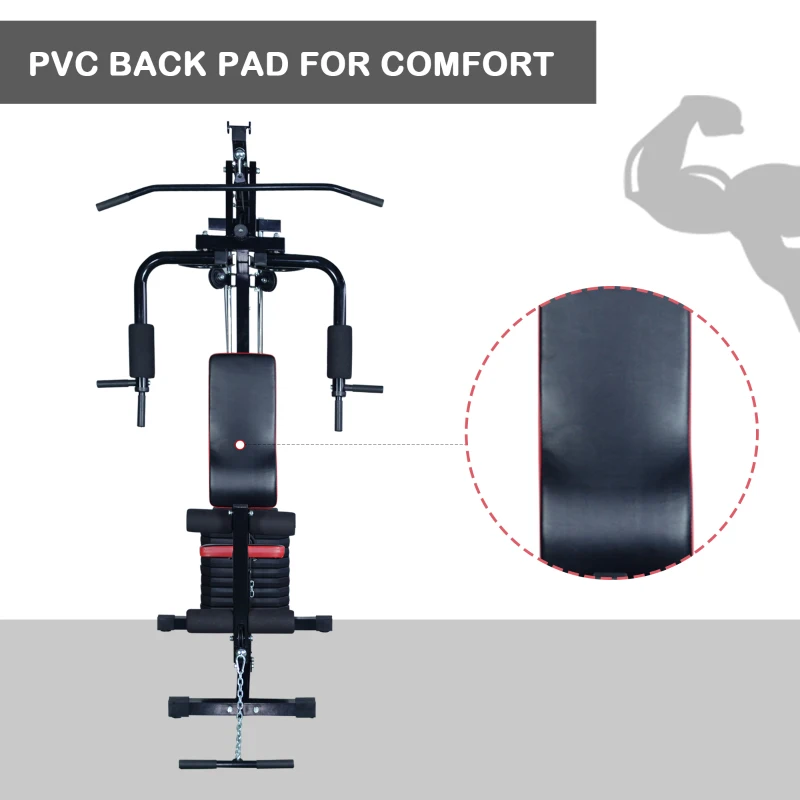 Homcom Banca pentru Antrenament Acasa Sala Multifunctiune Profesionala Abdomen Picioare Pectoral in Otel Negru 125x106x205cm