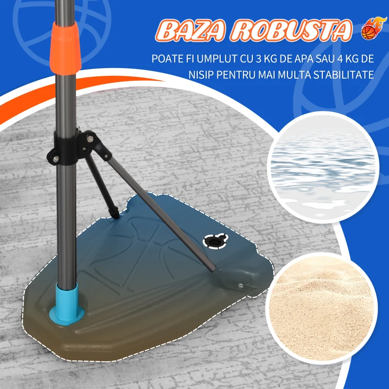 HOMCOM set joc de baschet pentru copii, inaltime reglabila