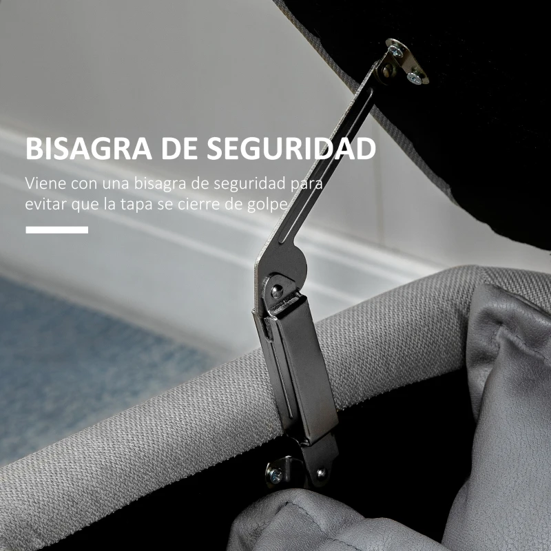 HOMCOM Banco de Almacenamiento con Tapa Abatible y Patas de Acero para Dormitorio Salón Entrada 101x38,5x44,5 cm Gris