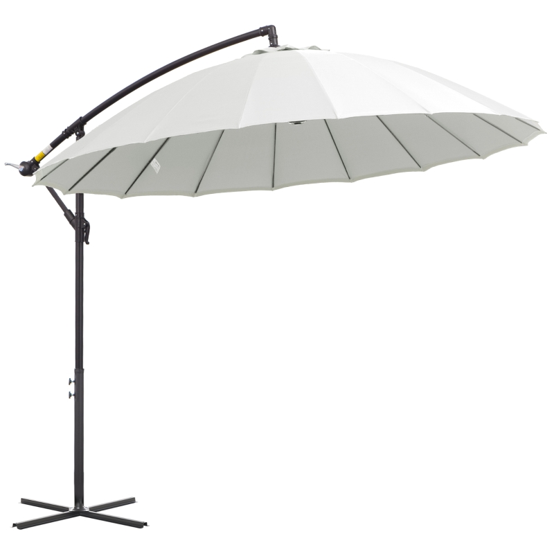 Outsunny Umbrela Suspendata cu Brat lateral Φ296cm pentru exterior, Alb Crem