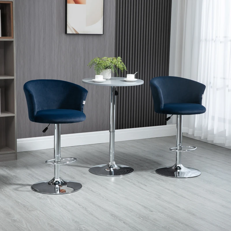 HOMCOM Barhocker 2er-Set  in Samtoptik 58 cm x 58 cm x 108 cm