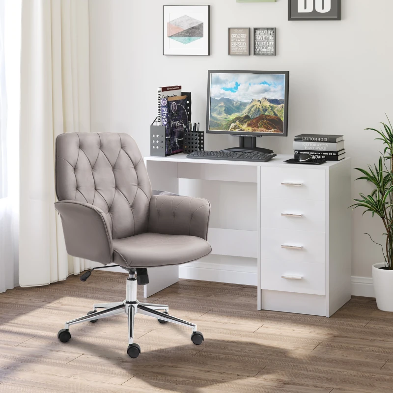 Vinsetto Swivel Desk Chair, On Wheels 360° Swivel, Adjustable Height Grey