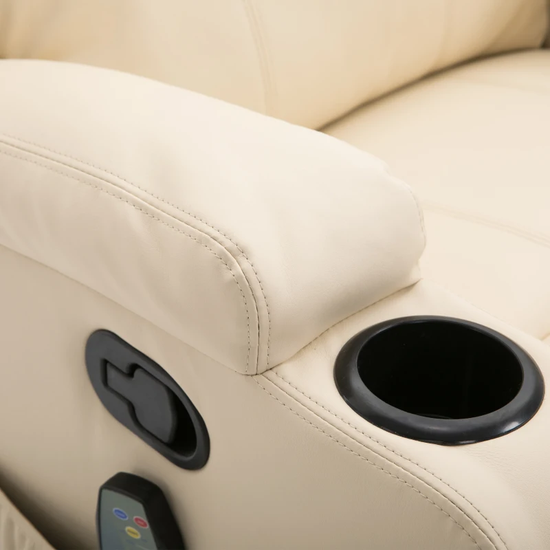 HOMCOM Fauteuil de Relaxation massant Chauffant et Vibrant inclinable pivotant à 360° revêtement synthétique 84L x 94l x 109Hcm Beige