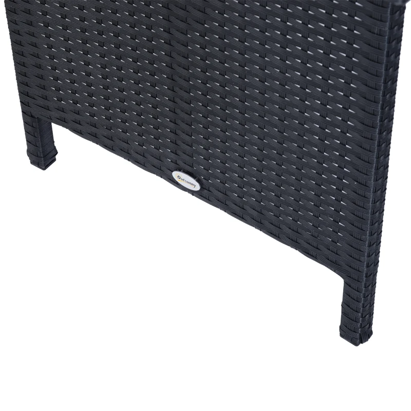 Outsunny Set Mobila din Ratan PE pentru Exterior Gradina 6 Piese, Canapea cu Perne si Masuta, Negru