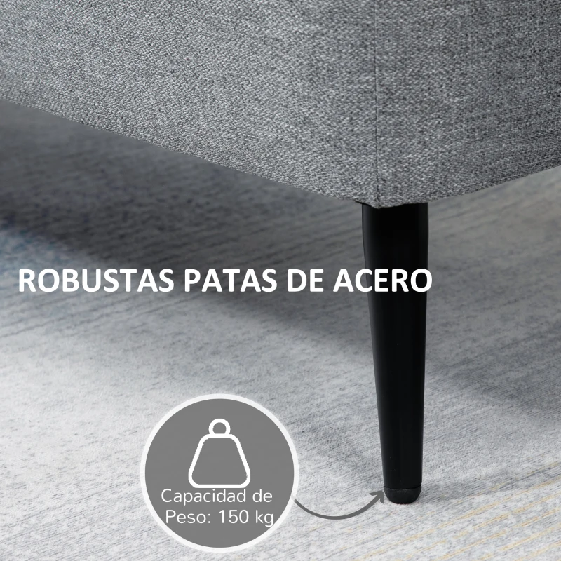 HOMCOM Banco de Almacenamiento con Tapa Abatible y Patas de Acero para Dormitorio Salón Entrada 101x38,5x44,5 cm Gris
