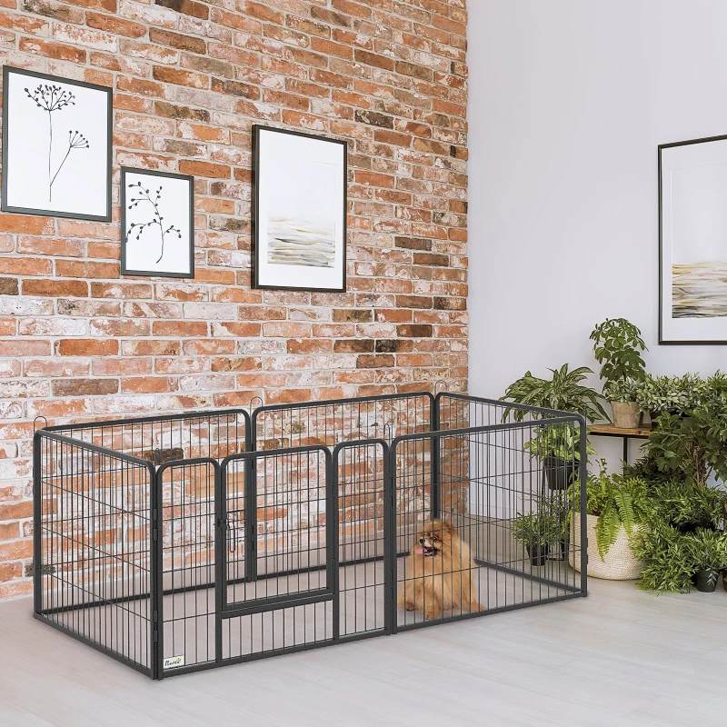 PawHut 12 Panels Heavy Duty Puppy Playpen, for Small Dogs, Indoor and Outdoor Use - Silver