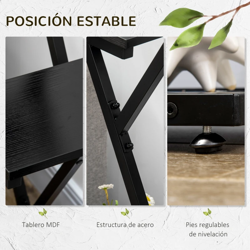 Outsunny Soporte para Plantas de 4 Niveles Estantería de Madera y Acero para Interior y Exterior 53x24x119,5 cm Negro